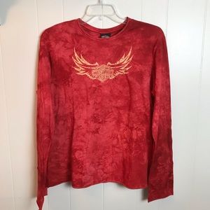 HARLEY-DAVIDSON TOP W/BELL SLEEVE & ROLLED EDGES